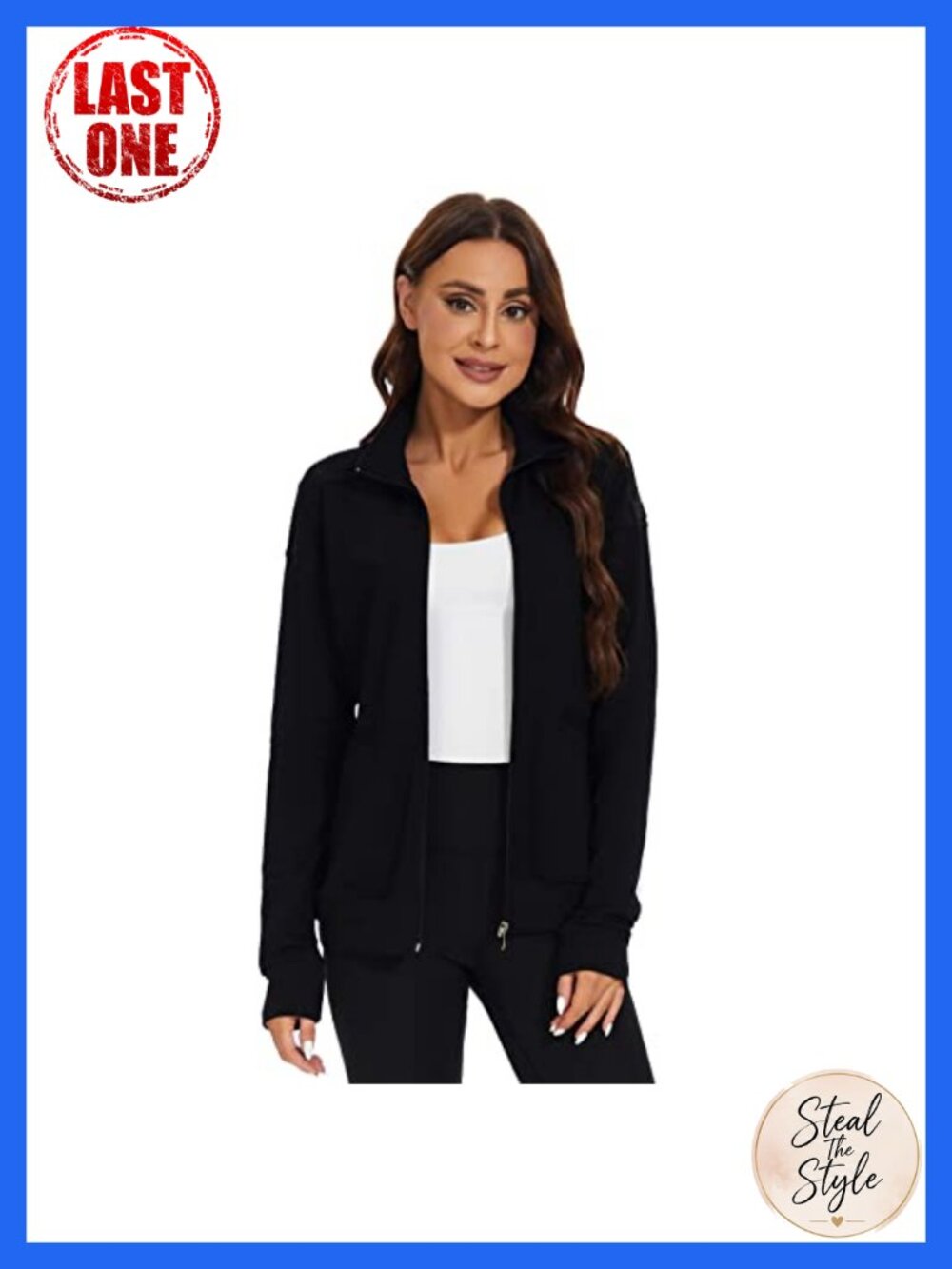 Women's Zip Front Scrub Jacket Warm-Up Fitted Medical Workwear
